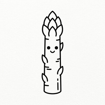 Cute Kawaii Asparagus Coloring Page Outline