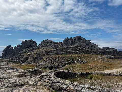 Ancient Celtic Ruins of Castro de Baro&ntilde;a in Porto do Son, Galicia, Spain
