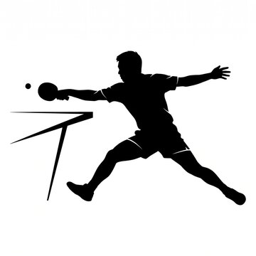 Table tennis player hitting a forehand shot silhouette