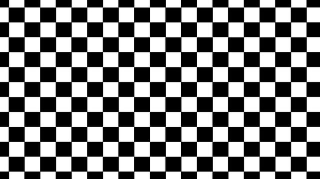 Animation minimalist black and white diagonal checkered pattern with repeating geometric small square shapes modern. Animated Video 4K