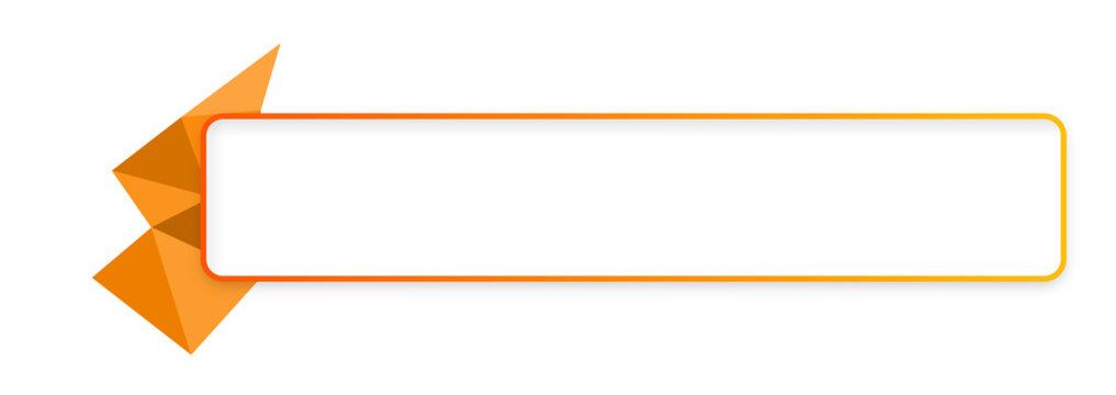 White text box with orange gradient border and low poly faceted flag on transparent background