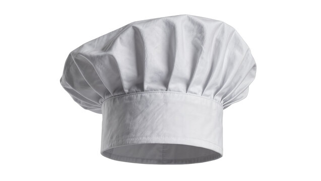 White chef s toque hat with pleats, isolated on transparent background