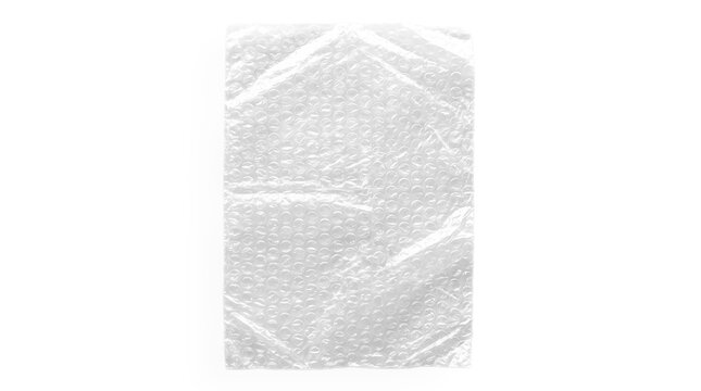 Vertical wrinkled transparent bubble wrap foil texture on a transparent background