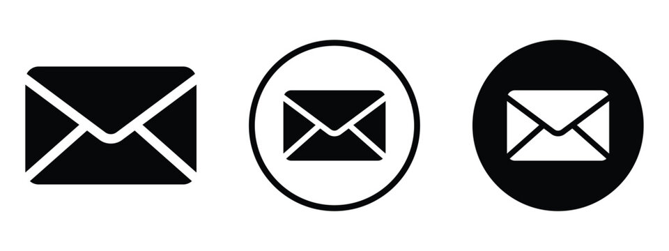 Email mail envelope icon set vector illustration black web symbol message communication button digital interface element sign collection modern simple graphic flat design element