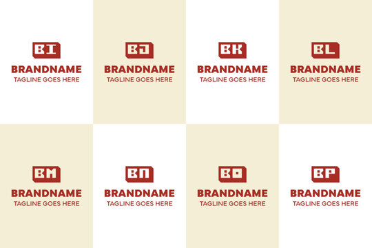 Letters BI BJ BK BL BM BN BO BP Box 3D Logo Set