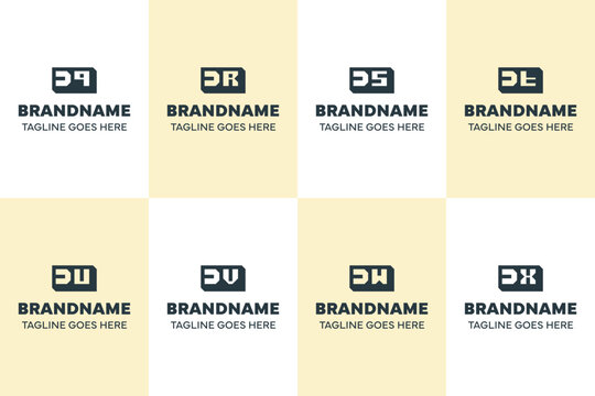 Letters DQ DR DS DT DU DV DW DX Box 3D Logo Set