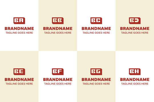 Letters BA BB BC BD BE BF BG BH Box 3D Logo Set