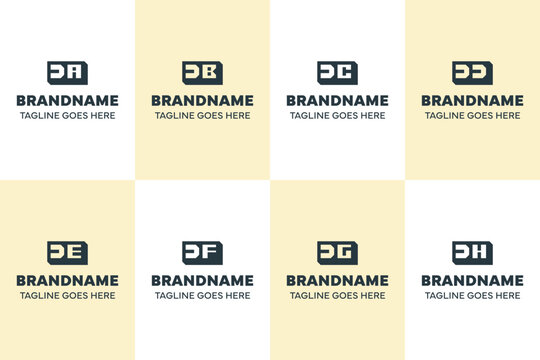 Letters DA DB DC DD DE DF DG DH Box 3D Logo Set