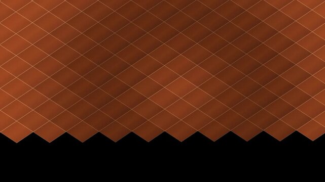 Abstract geometric pattern with a grid of coppercolored diamond shapes against a solid black background