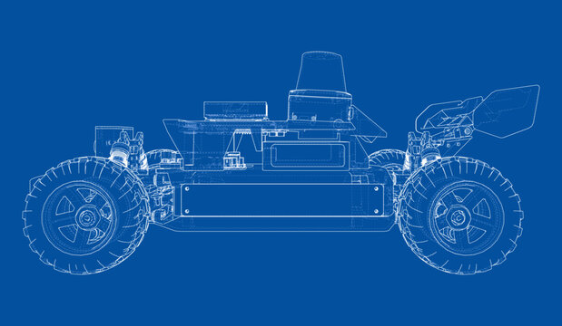blueprint of an off-road vehicle design. Vector