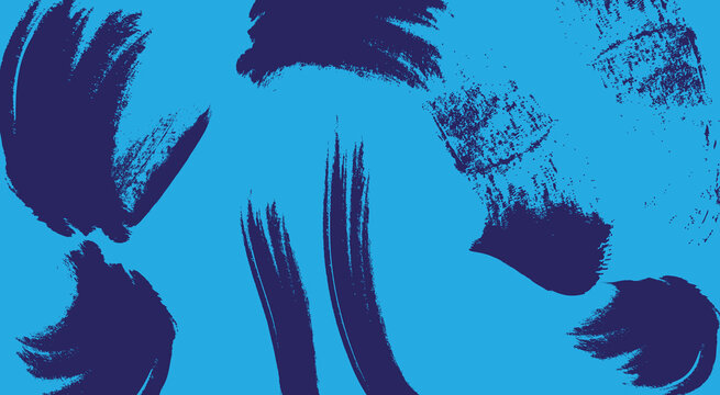 abstract blue ink background splashes on white