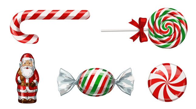 Christmas food featuring festive candy and Santa Claus figurine  