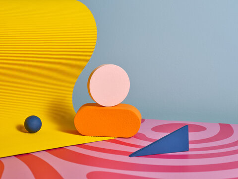 A colorful abstract artwork composed of geometric shapes