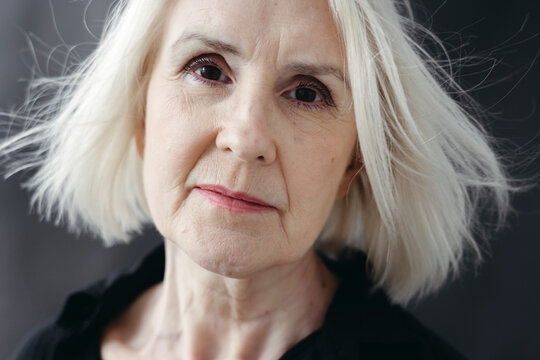 Captivating Portrait of a Confident Woman With Silver Hair
