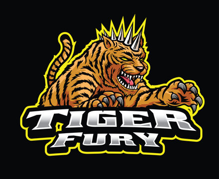 Fierce Horned Tiger Mascot Logo Illustration