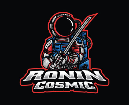 Astronaut Samurai Katana Mascot Logo Illustration