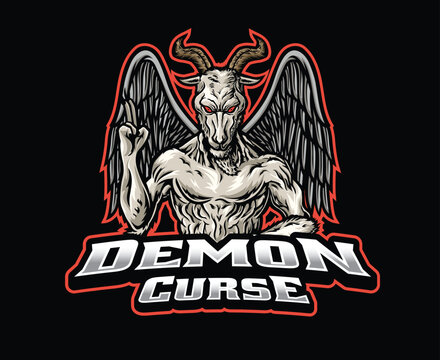 Winged Horned Demon Mascot Logo Illustration