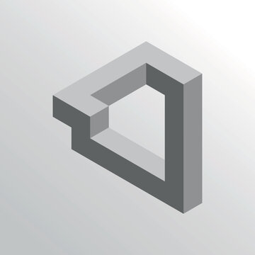 Minimal Penrose impossible triangle vector symbol exploring perception and paradox