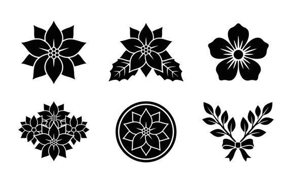 Black and white traditional floral monogram designs Vector