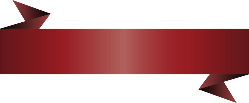 Isolated elegant deep red ribbon banner with realistic folds and gradient effect for decorative design elements