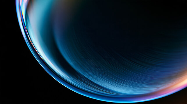 Abstract Blue Glowing Curved Wave on Black Background