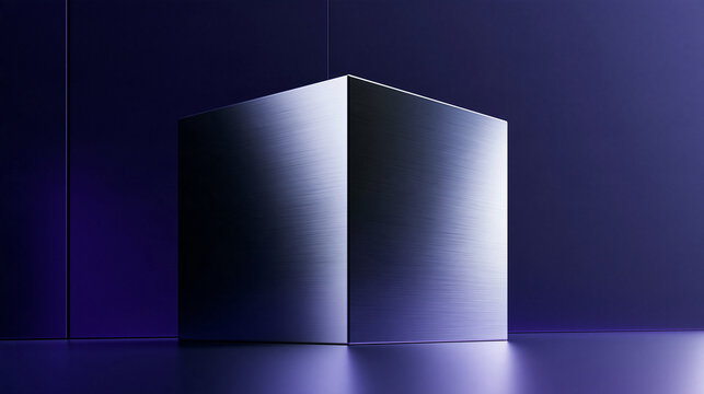 Metallic Cube Podium for Product Display in Modern Studio