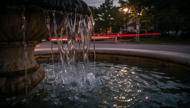 A fountain with water flowing out, perfect for backgrounds, architecture, or nature scenes