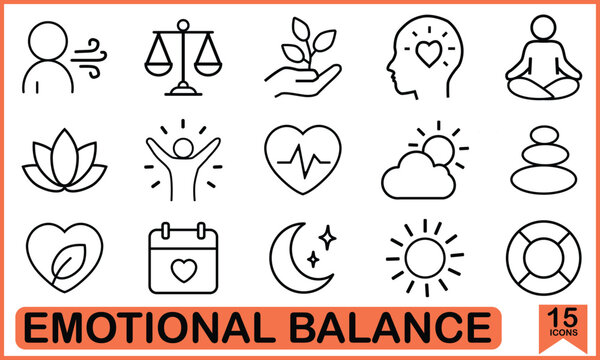 Emotional Balance Icons, Hand Drawn Lettering Phrase Isolated on White Background, Calligraphy Graphic Design Typography Element, Hand Written Vector Sign, SVG, Self Love