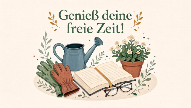Alles Gute zum Ruhestand &ndash; Elegante Gl&uuml;ckwunschkarte mit Illustration