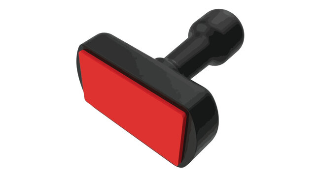 Modern black rubber stamp with vibrant red pad for official document authorization