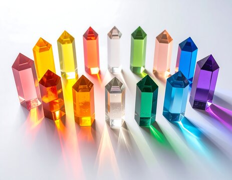 Colorful Crystals Displaying Refracted Light