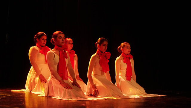 Contemporary Ballet Duo Performing an Expressive Dance on Stage