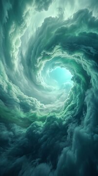 Swirling cosmic clouds in deep blue and teal abstract space background