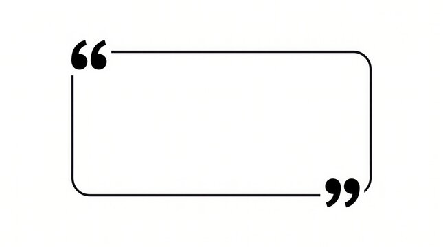 Simple black quotation mark frame with rounded corners on a clean white isolated background for text