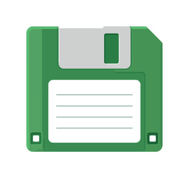 Green floppy disk icon with white label area and horizontal storage slot, floppy disk, green, storage, save, data, retro, device,