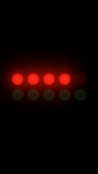Racing start lights going red one by one then green vertical alpha