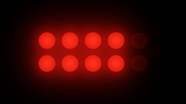 Start lights going red one by one then lights out on black