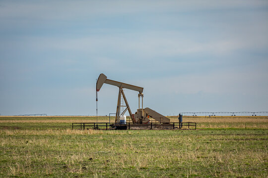 Oil Pumpjack in a Texas County Field