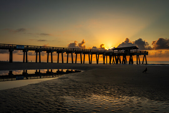 Wooden Pier at Sunrise on Tybee Island