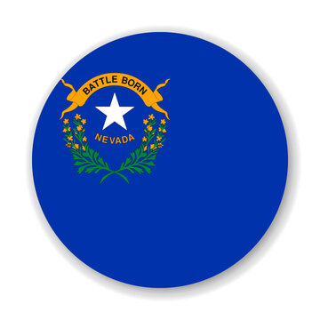 Nevada state circle flag. Part of The United States of America. Clean design for print, web, or educational use. Vector illustration with dropped shadow on white background.