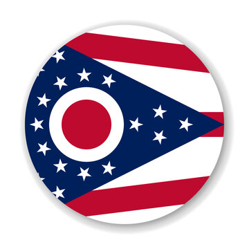 Ohio state circle flag. Part of The United States of America. Clean design for print, web, or educational use. Vector illustration with dropped shadow on white background.