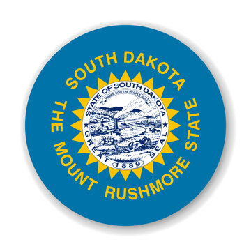 South Dakota state circle flag. Part of The United States of America. Clean design for print, web, or educational use. Vector illustration with dropped shadow on white background.