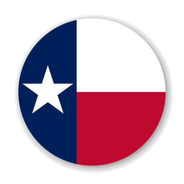 Texas state circle flag. Part of The United States of America. Clean design for print, web, or educational use. Vector illustration with dropped shadow on white background.