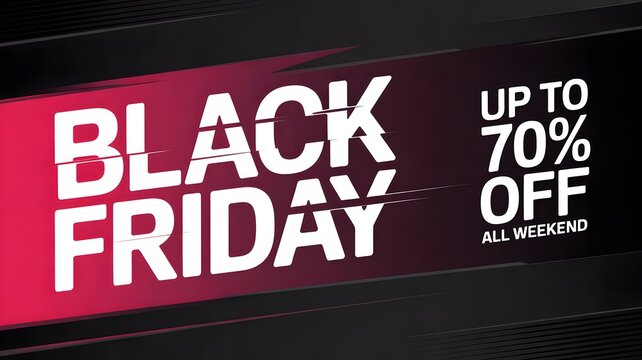 Black friday sale announcement with vibrant pink and dark background discount offer