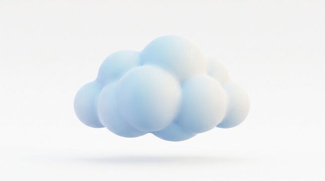 3D render of a soft blue fluffy cloud isolated on white background