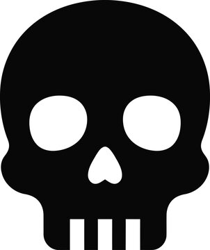Black human skull icon isolated on transparent background for halloween graphic design
