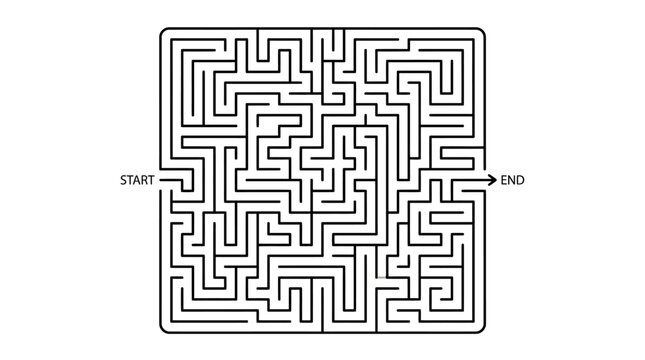Complex Square Maze with Start and End Points