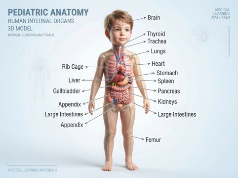 Educational chart of human internal organs in a child illustration