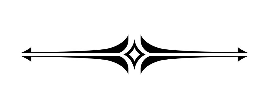 Decorative tribal page divider ornament isolated on transparent background Decorative horizontal line divider with triple diamond motif. Vintage black text separator PNG graphic 