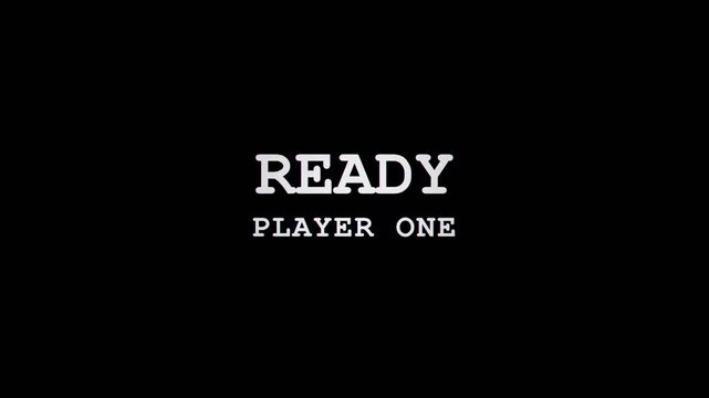 Ready Player One Retro Gaming Start Screen on Black Background. 4K Video